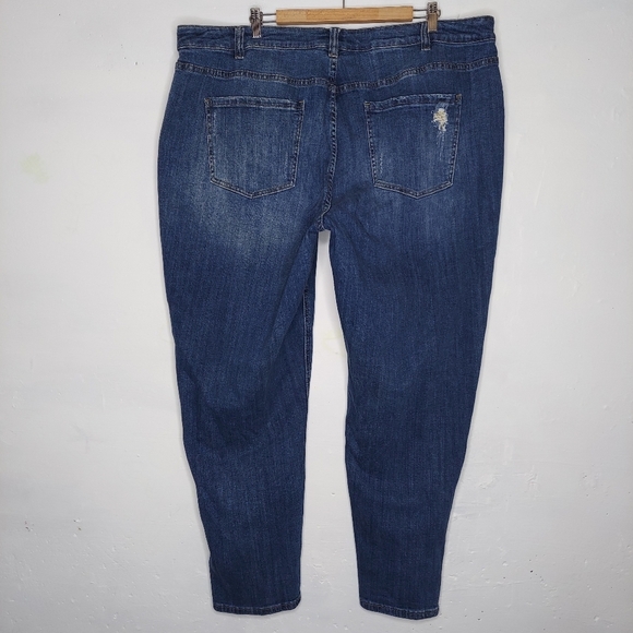 Lane Bryant Boyfriend Jeans 26 Plus Distressed Gold Metallic Lined Stretch Denim - Picture 3 of 5